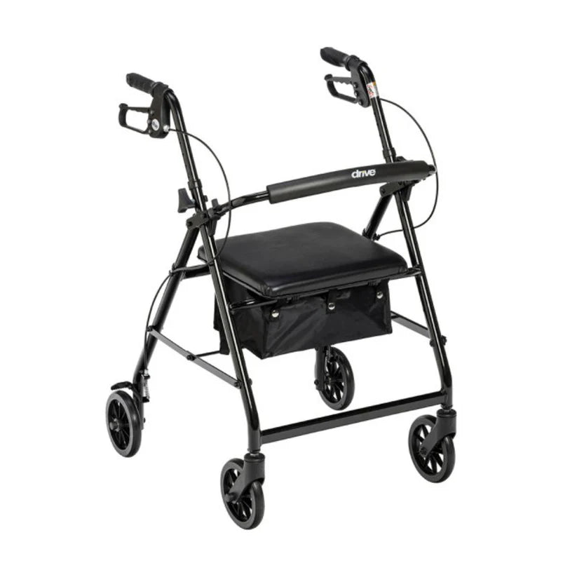 Aluminum Foldable Rollator Walker Removable Back Support Padded Seat (R726BK) By Drive