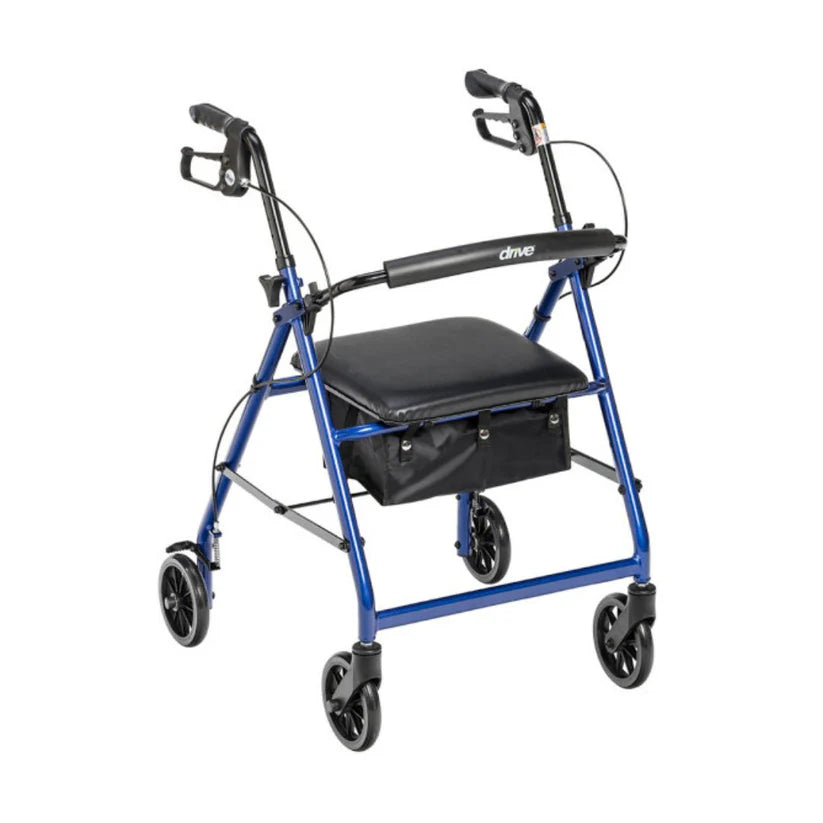 Aluminum Foldable Rollator Walker Removable Back Support Padded Seat (R726BK) By Drive