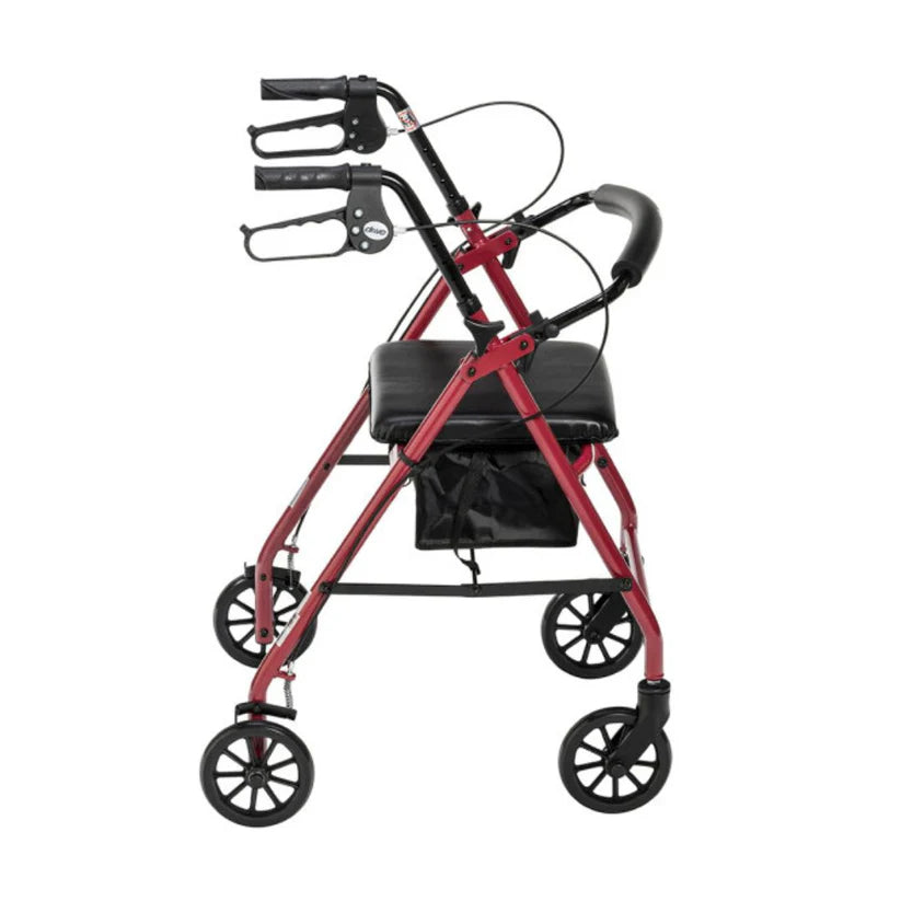 Aluminum Foldable Rollator Walker Removable Back Support Padded Seat (R726BK) By Drive