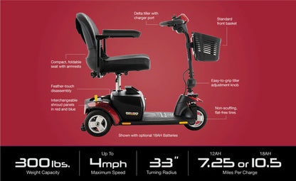 Pride Go Go Elite Traveller 3-Wheel Scooter (SC40E)