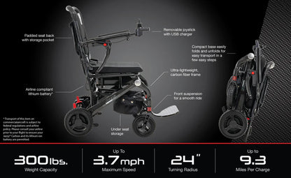 Pride Jazzy Carbon Travel Power Wheelchair