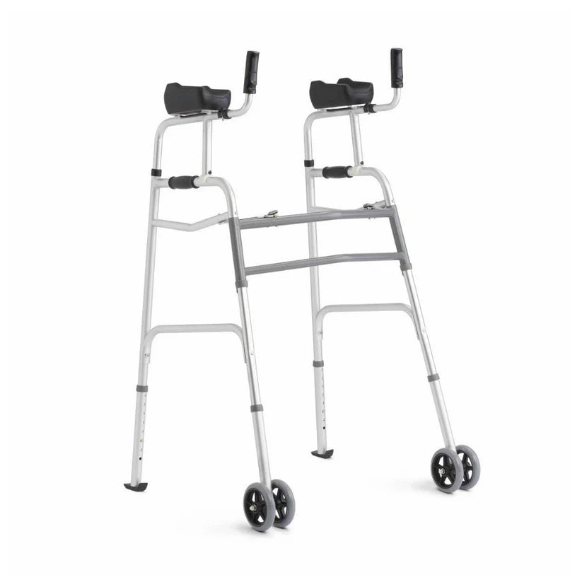 Medline Aluminum Upright Folding Walker with 5" Wheel (MDSUPWALK) By Medline